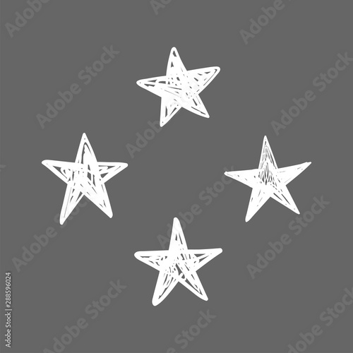 Star doodles collection. Set of hand drawn stars. Ink cartoon illustrations. © Matias