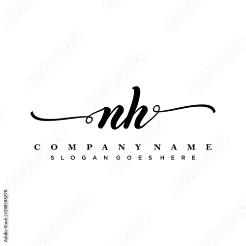 letter NH handwritting logo, handwritten font for business