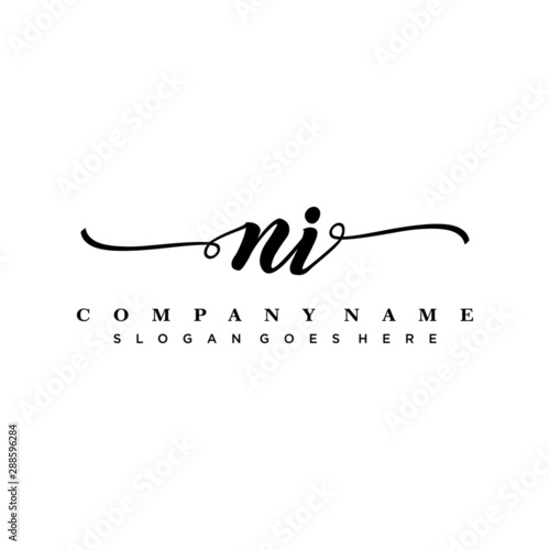 letter NI handwritting logo, handwritten font for business