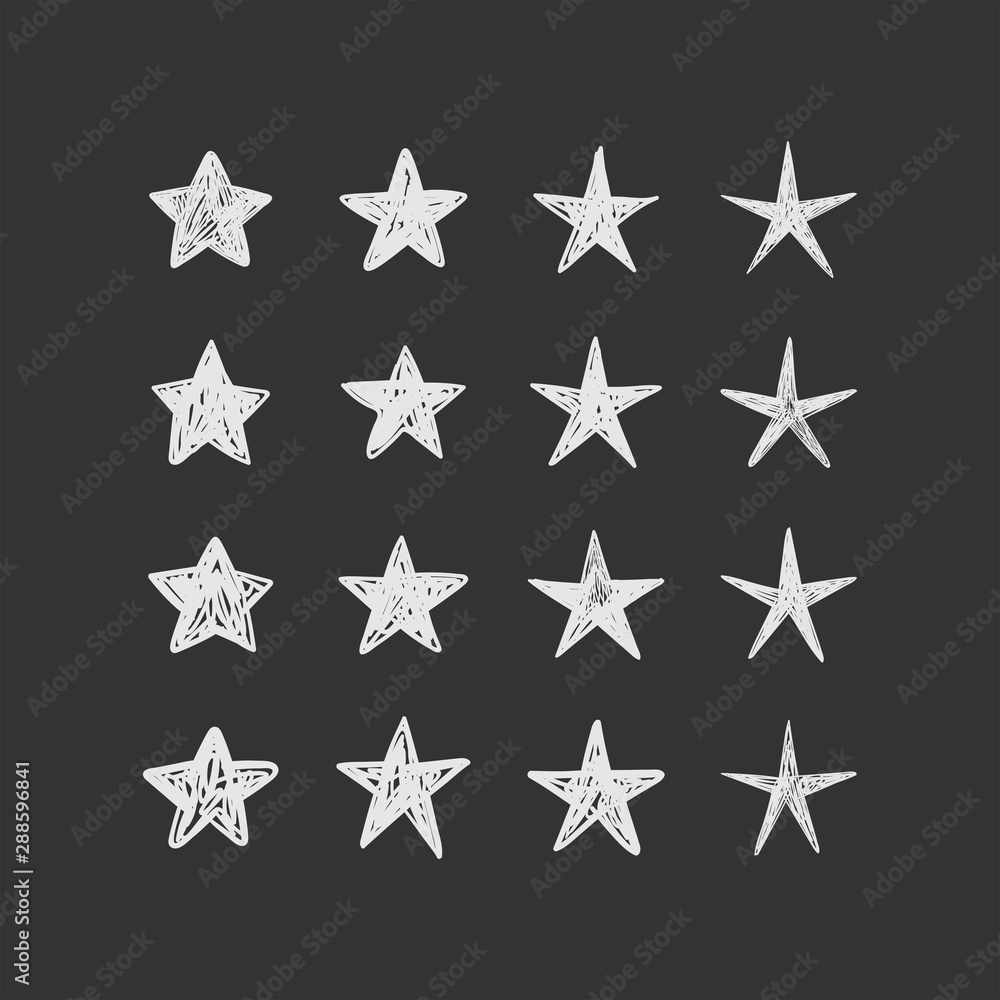 Star doodles collection. Set of hand drawn stars. Ink cartoon illustrations. Star doodles collection. Set of hand drawn stars. Ink cartoon illustrations.
