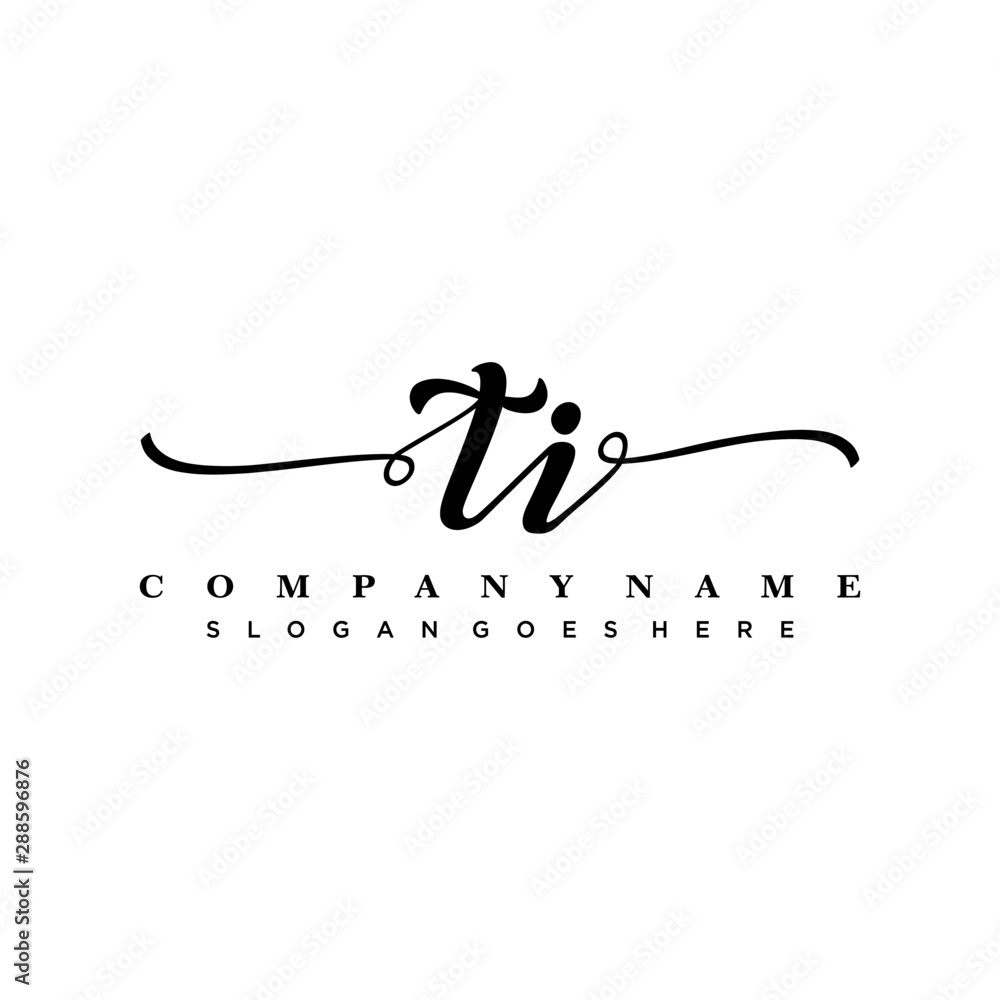 Obraz premium letter TI handwritting logo, handwritten font for business