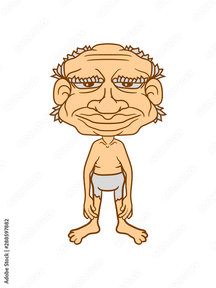 Fototapeta premium großer kopf alter mann gesicht lustig comic cartoon clipart design hässlich falten troll goblin