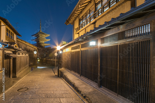 historical street and Yasaka pagoda in Kyoto, Japan