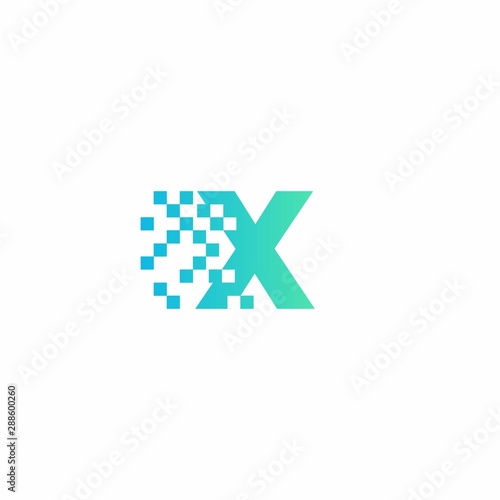 X Letter pixel logo design modern template