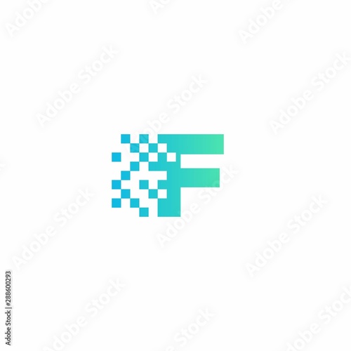 F Letter pixel logo design modern template