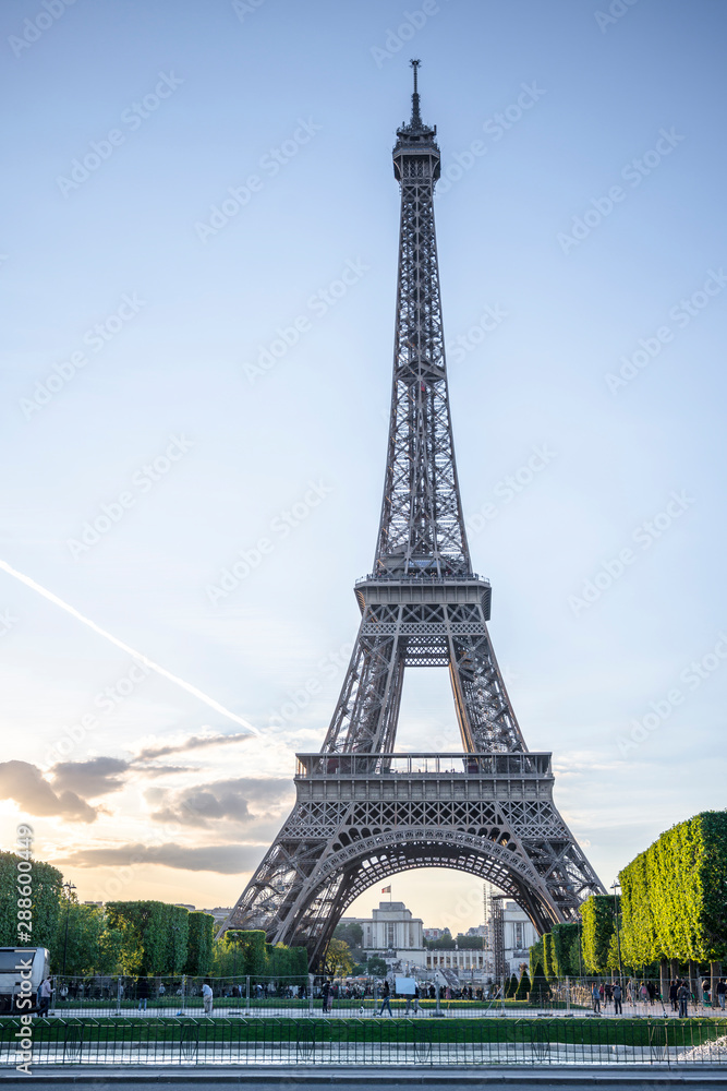 Fototapeta premium Park with alleys and the Eiffel Tower