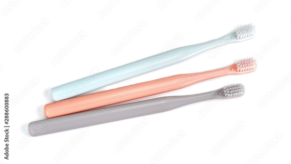 Set color toothbrushes on white background Set color toothbrushes on white background