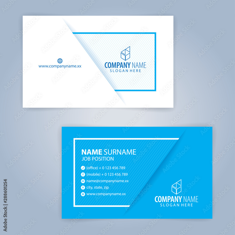 Blue and white modern business card template, Illustration Vector 10 Blue and white modern business card template, Illustration Vector 10