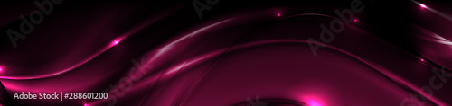 Abstract dark purple liquid flowing elegant waves banner design. Smooth neon silk wavy header background. Vector tech illustration