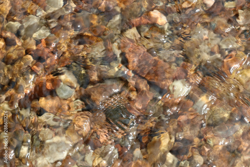 blurry rock pebble texture seen through running water