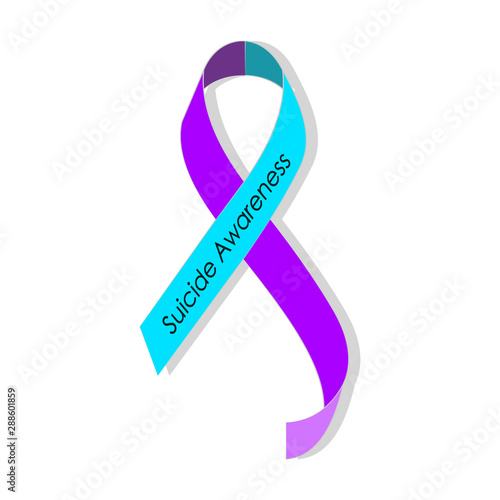Teal purple ribbon for suicide prevention / awareness.