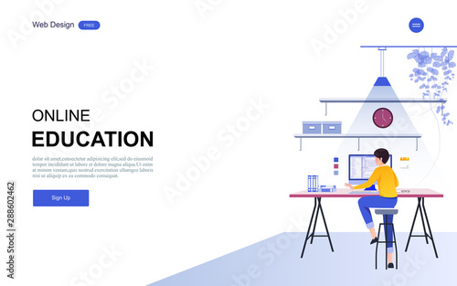 Modern flat design concept of education for website banner and landing page template.Online education, training and courses, learning. Vector illustration.