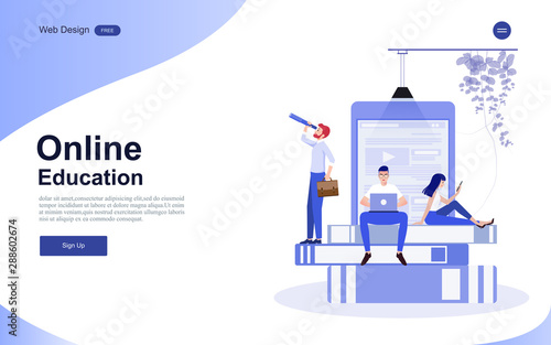 Modern flat design concept of education for website banner and landing page template.Online education, training and courses, learning. Vector illustration.