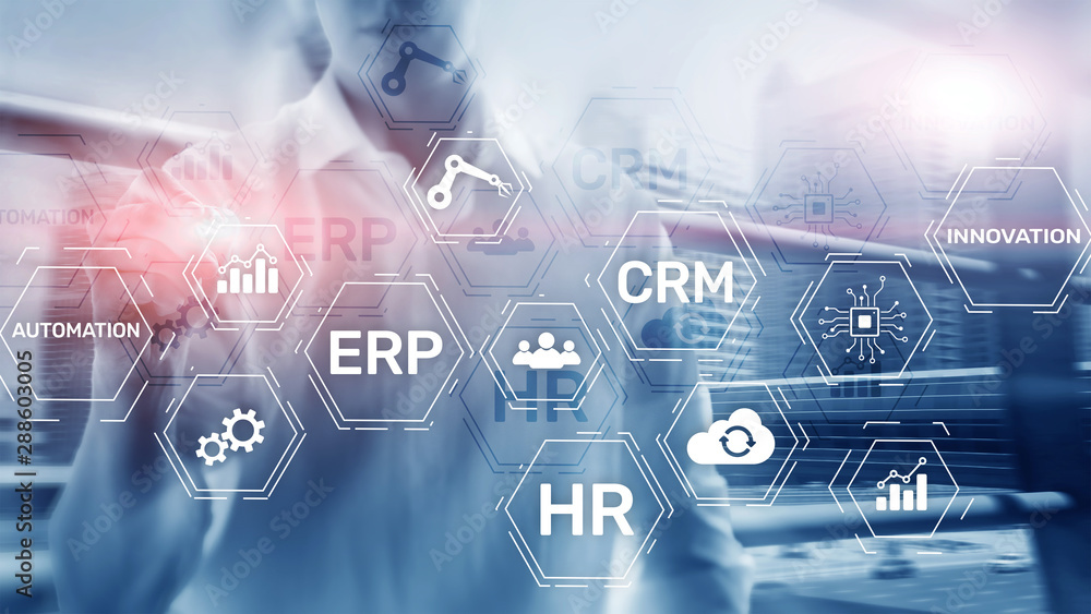 ERP, Business innovation concept on blurred background. ERP, Business innovation concept on blurred background.