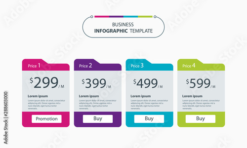 business infographic  price table design template concept
