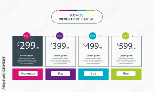 business infographic price table design template concept
