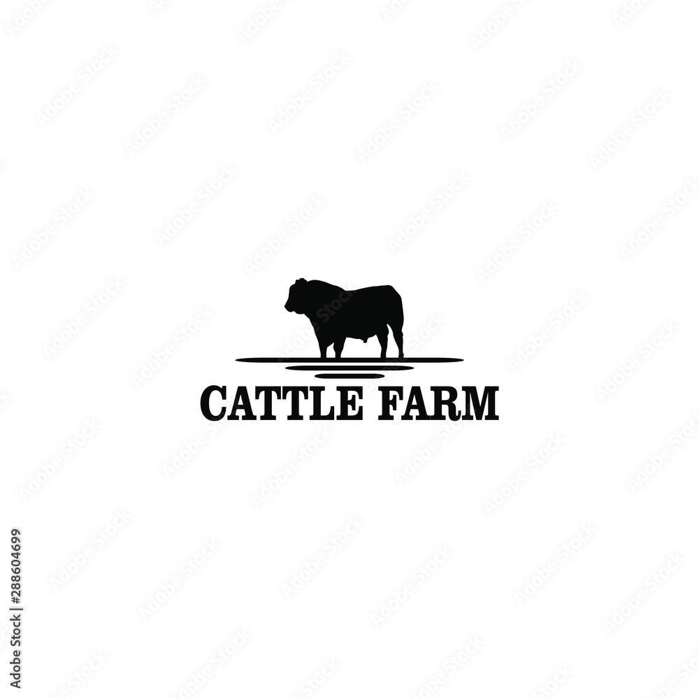 Cattle farm logo design - angus cow farm