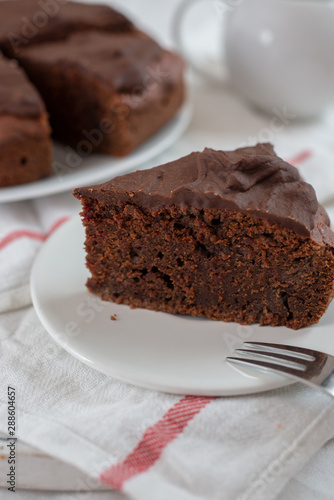 home made chocolate beet root cake on a table