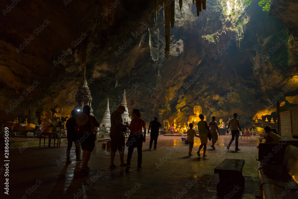 The golden Buddha inside Khao Luang Cave in Phetchaburi,Thailand The golden Buddha inside Khao Luang Cave in Phetchaburi,Thailand