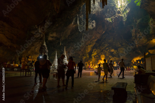The golden Buddha inside Khao Luang Cave in Phetchaburi,Thailand © bennnn