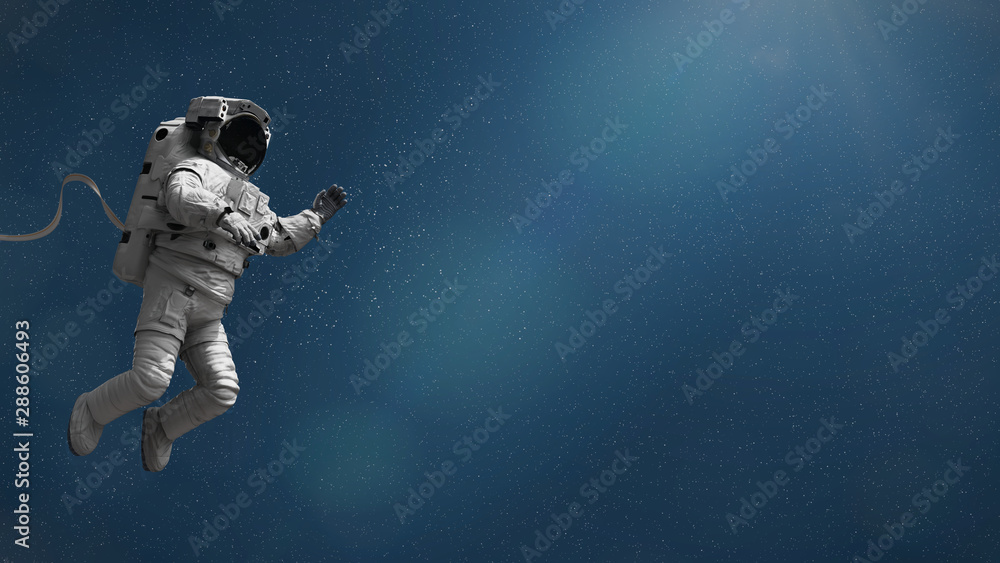 astronaut performing a space walk among the stars 