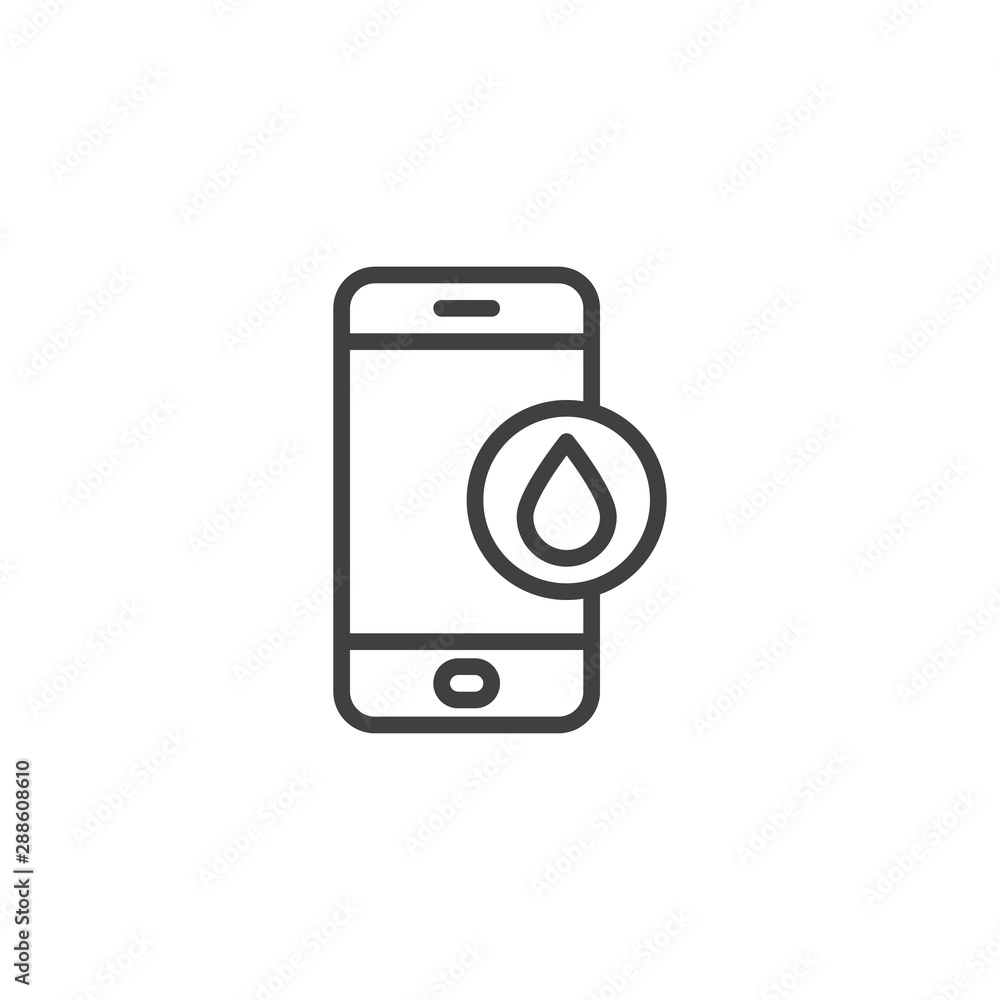 Mobile phone repair service line icon. linear style sign for mobile concept and web design. Smartphone damaged by water outline vector icon. Symbol, logo illustration. Vector graphics Mobile phone repair service line icon. linear style sign for mobile concept and web design. Smartphone damaged by water outline vector icon. Symbol, logo illustration. Vector graphics