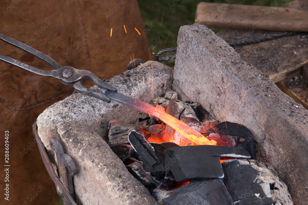 Tools and devices for hand-forged metal in field conditions. Old craft, vintage tools. Tools and devices for hand-forged metal in field conditions. Old craft, vintage tools.