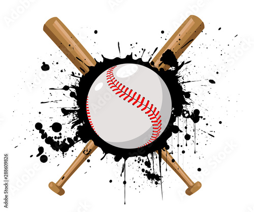 Baseball vector illustration with baseball bat