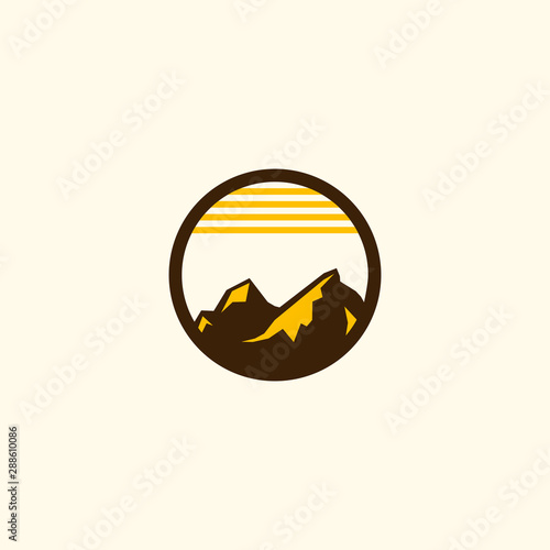 Mountain Circle Nature Landscaping Icon Logo Design Template Element Vector