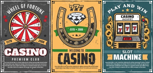 Poker, slot machine 777 in casino, lucky horseshoe