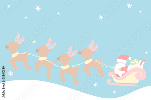 Santa Claus sleigh with reindeers  - Christmas set