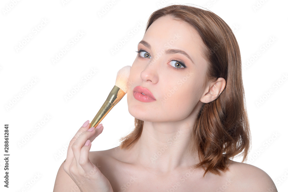 Close up portrait of beautiful young woman with perfect skin Close up portrait of beautiful young woman with perfect skin