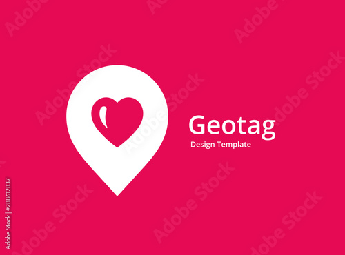 Geotag with heart or location pin logo icon design
