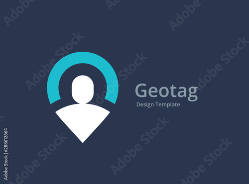 Person geotag or location pin logo icon design photo