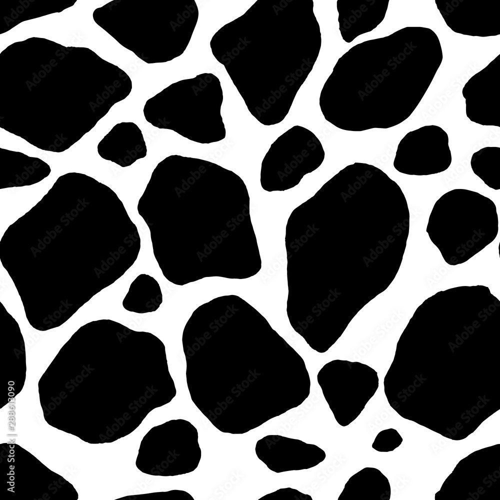 Abstract animal seamless pattern. Black and white graphic drawing ...