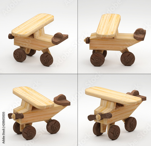 3D Illustration- 3D Rendering of wooden toys 