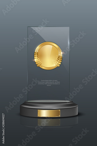 Glass award realistic vector illustration