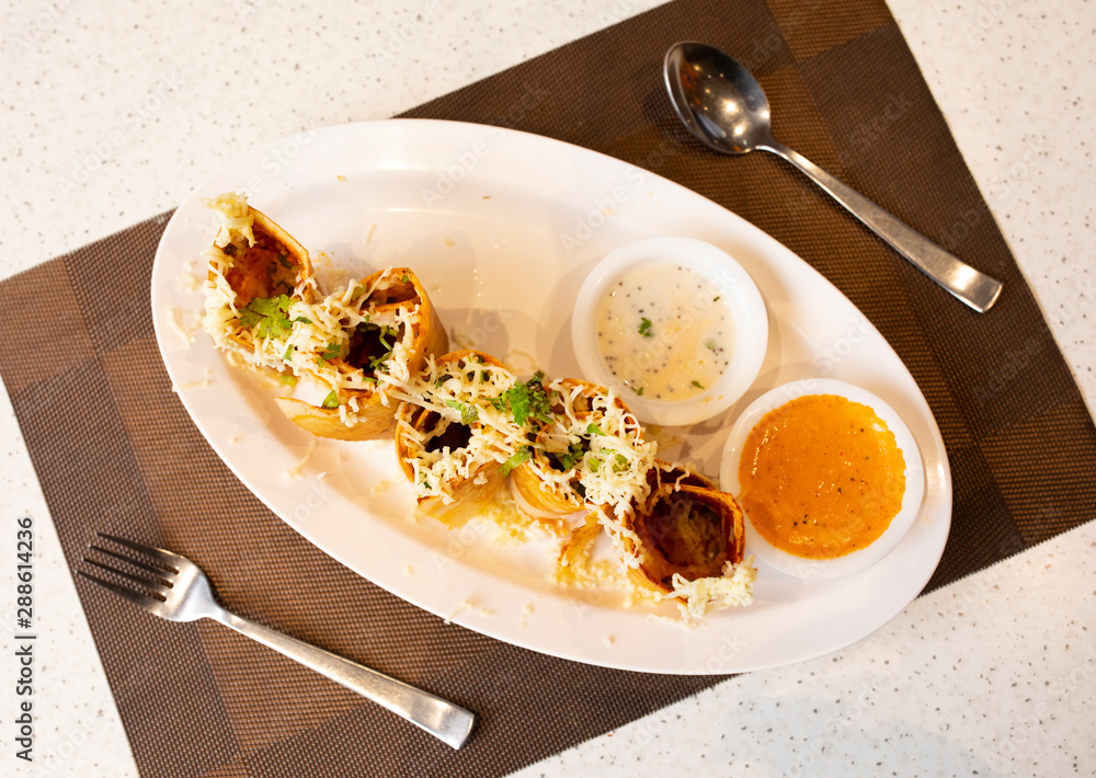 South Indian Cheese Spring Dosa Also Know as Cheese Masala Dosa or