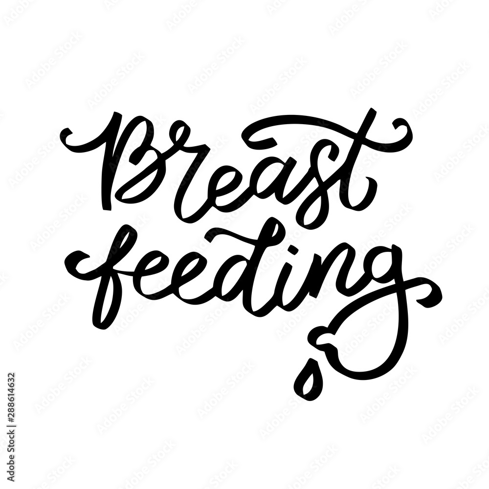 Vector Hand written lettering quote breastfeeding. Calligraphy on an isolated white background. Vector Hand written lettering quote breastfeeding. Calligraphy on an isolated white background.