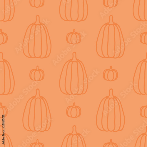 Seamless pattern with hand drawn pumpkins