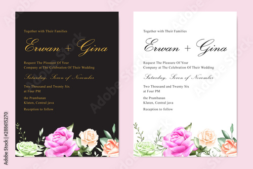 watercolor Floral wedding invitation template card design