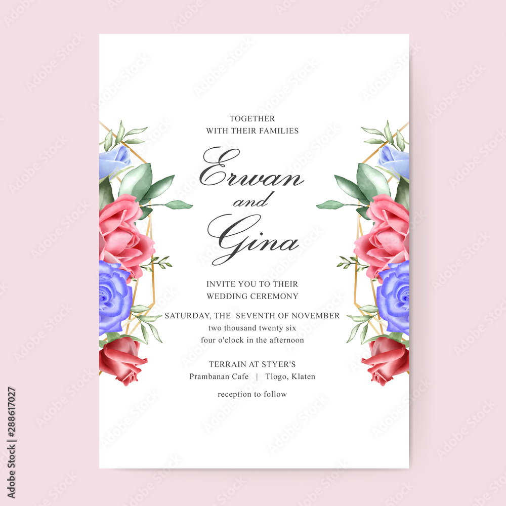 watercolor Floral wedding invitation template card design Stock Vector watercolor Floral wedding invitation template card design Stock Vector