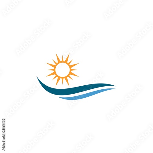 Water wave Logo Template, design vector, sea , holiday