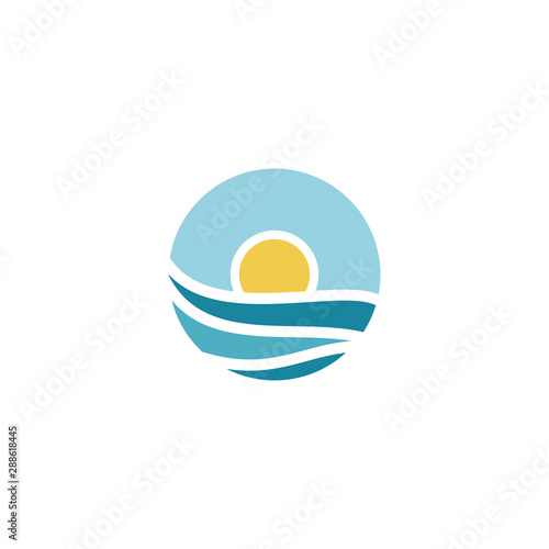 Water wave Logo Template, design vector, sea , holiday
