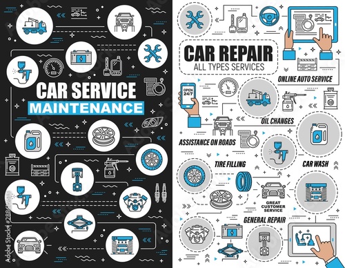 Online service. Car repair and oil change