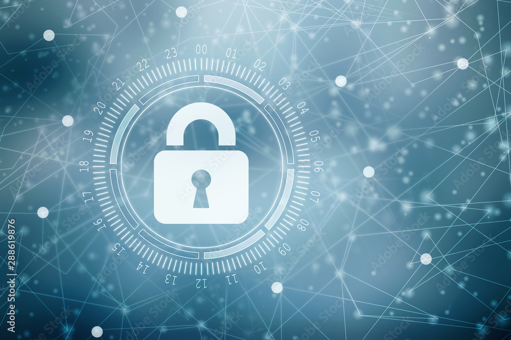 2d illustration Safety concept: Closed Padlock on digital background 2d illustration Safety concept: Closed Padlock on digital background