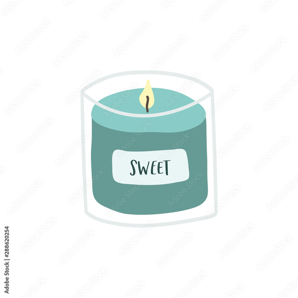 Blue candle in hygge style Blue candle in hygge style