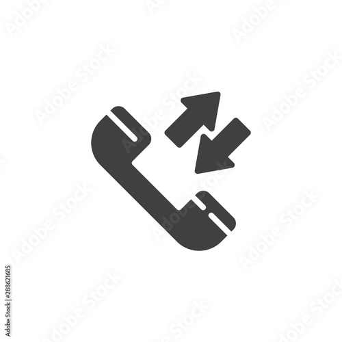 Phone call vector icon. Incoming and outgoing calls filled flat sign for mobile concept and web design. Telephone receiver glyph icon. Symbol, logo illustration. Vector graphics