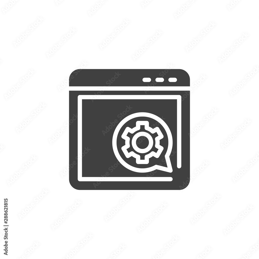 Browser setting vector icon. Support page filled flat sign for mobile concept and web design. Web site optimization glyph icon. Symbol, logo illustration. Vector graphics Browser setting vector icon. Support page filled flat sign for mobile concept and web design. Web site optimization glyph icon. Symbol, logo illustration. Vector graphics