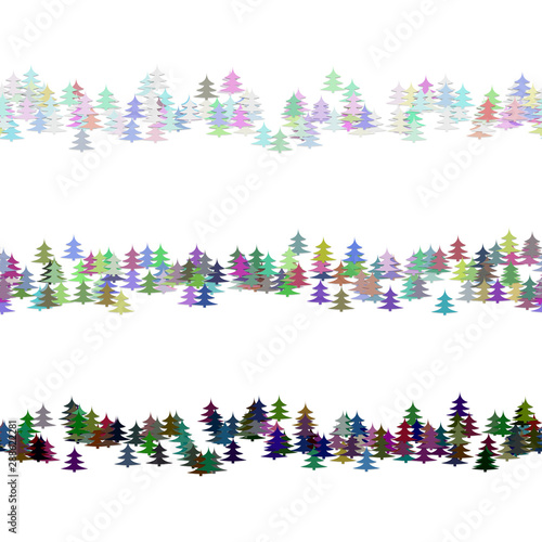 Repeatable stylized pine tree pattern paragraph rule line design set - vector graphic elements